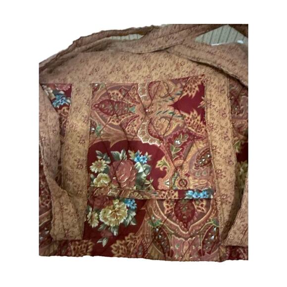 Tapestry Hobo Shoulder Bag Paisley Floral Quilted Zippered Tote Red Brown - Picture 4 of 6